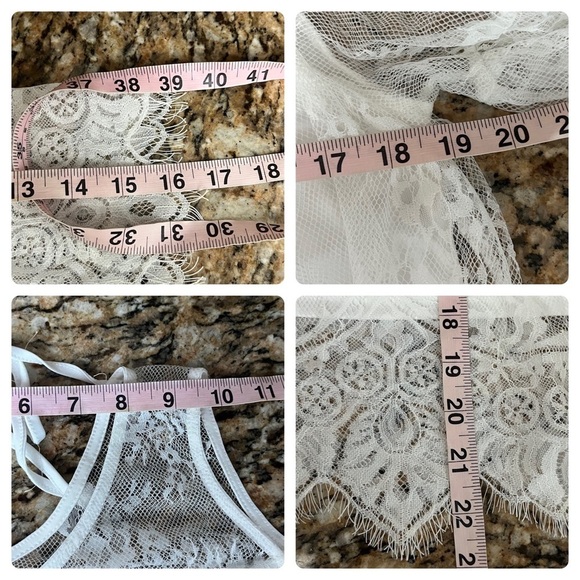 RAIN Ivory Lace Crochet Tunic Blouse Women’s L | Sheer Angelcore Boho Prairie - Picture 7 of 10